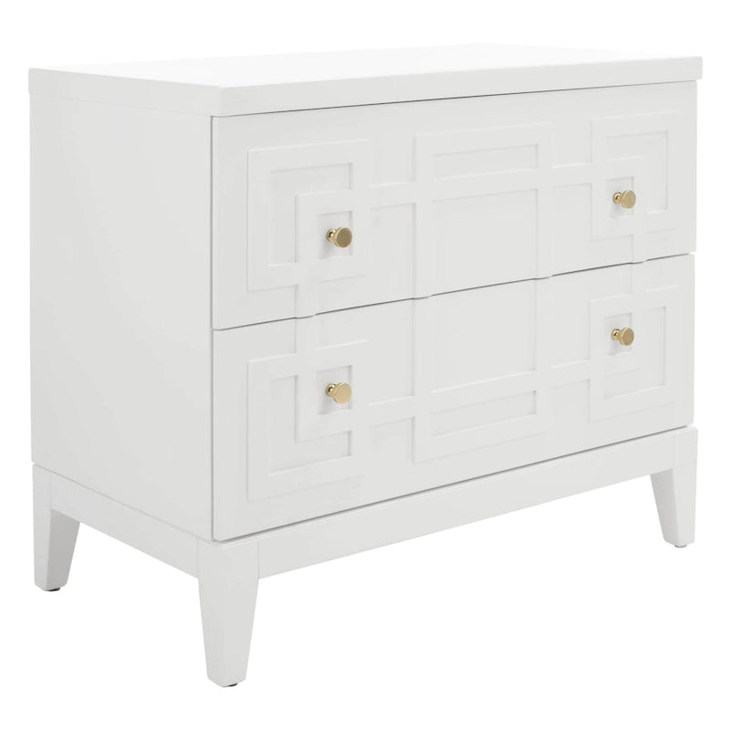 SAFAVIEH Zoey White/Gold 2-Drawer Nightstand