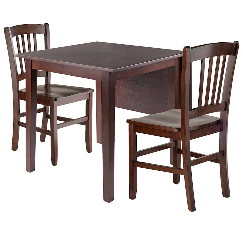 3-Pc Drop Leaf Table with Slat Back Chairs, Walnut