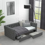 Twin Size Daybed with Drawers Upholstered Tufted Sofa Bed