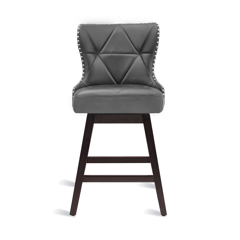 LUE BONA 26 in. Modern Faux Leather and Fabric Upholstered Swivel Bar Stool with Wood Frame for Island and Home Bar