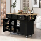 Kitchen Cart with Drop-Leaf Countertop
