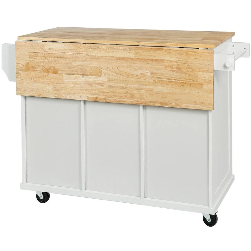 Kitchen Cart with Drop-Leaf Countertop