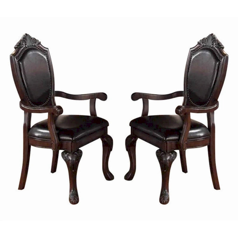 Traditional Rubber Wood Royal Arm Chair Set of 2 Brown