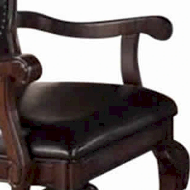 Traditional Rubber Wood Royal Arm Chair Set of 2 Brown