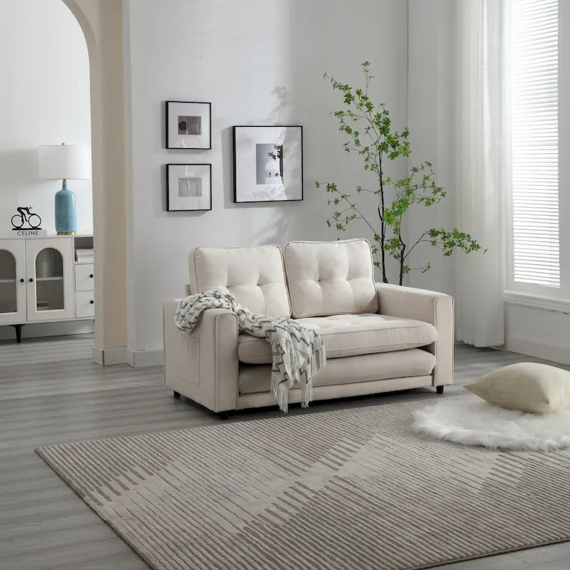 3 Fold Velvet Sofa,Convertible Sleeper Sofabed with Pull Out Couch Bed