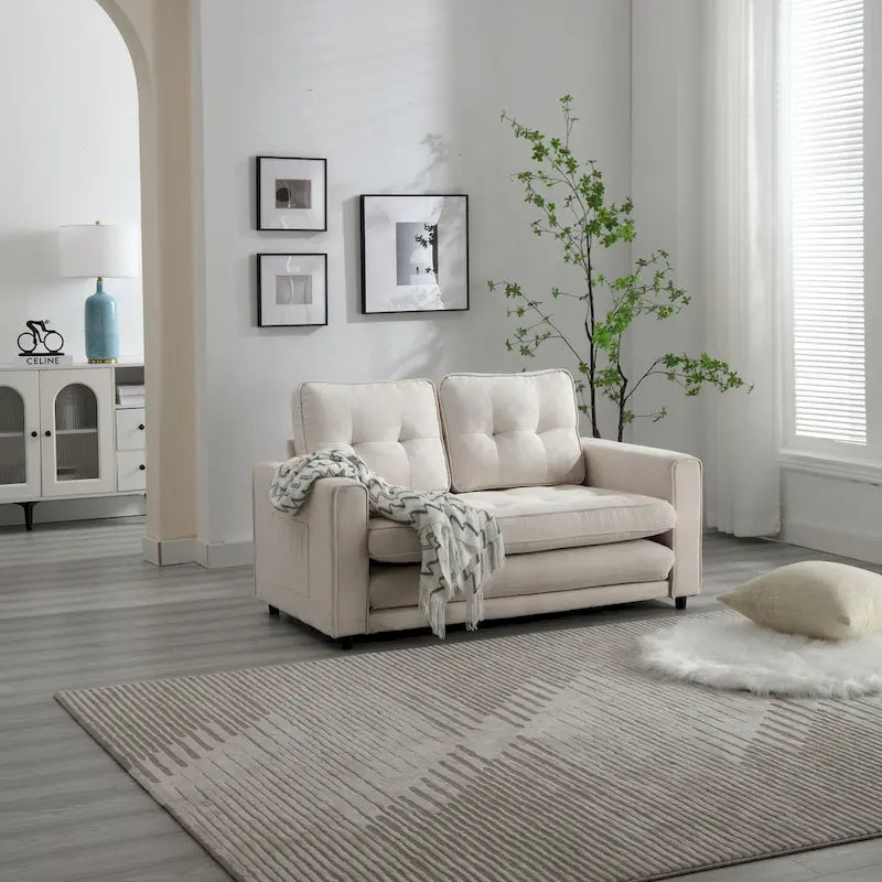 3 Fold Velvet Sofa,Convertible Sleeper Sofabed with Pull Out Couch Bed