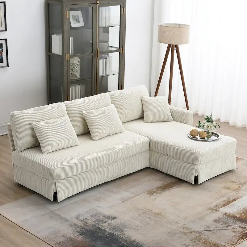 Modern 4-Seat L-Shaped Convertible Sofa with Reversible Chaise and Pillows