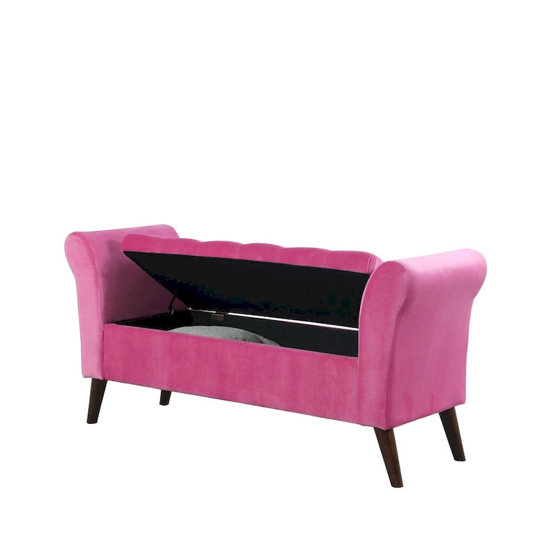 25 In. Collette Tufted Storage Bench with Armrest