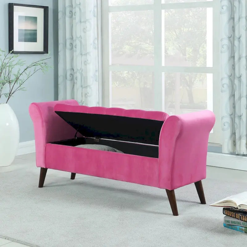 25 In. Collette Tufted Storage Bench with Armrest