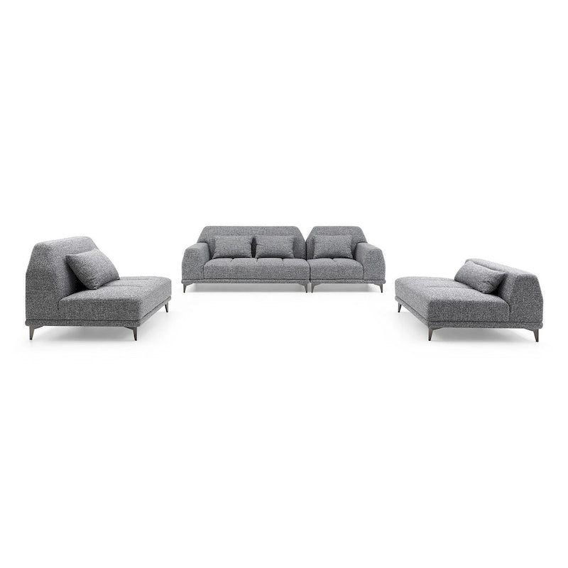 Modern Large Removable Sectional Sofa Grey Fabric with Pillows