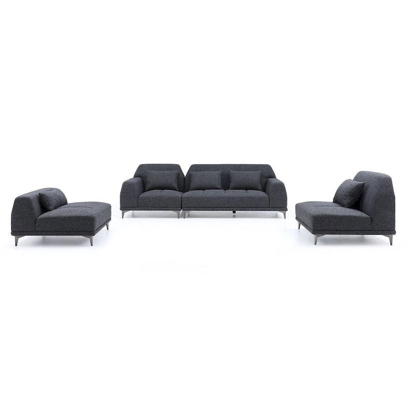Modern Large Removable Sectional Sofa Grey Fabric with Pillows