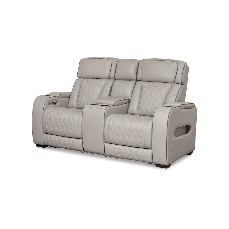 Signature Design by Ashley Boyington Gray Power Reclining Loveseat with Console - 75W x 40D x 44H