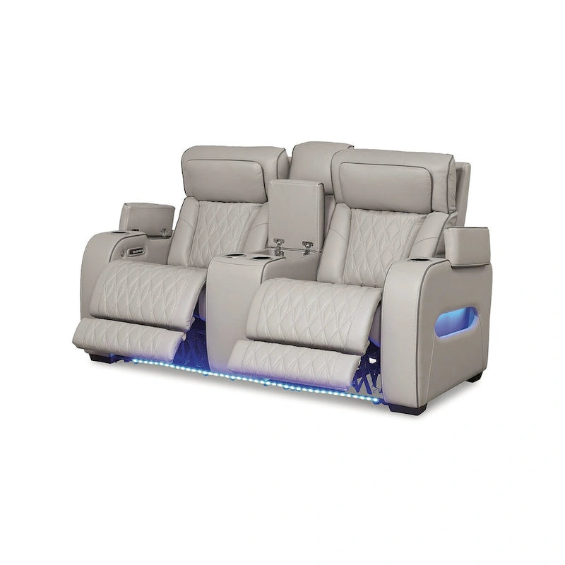Signature Design by Ashley Boyington Gray Power Reclining Loveseat with Console - 75W x 40D x 44H