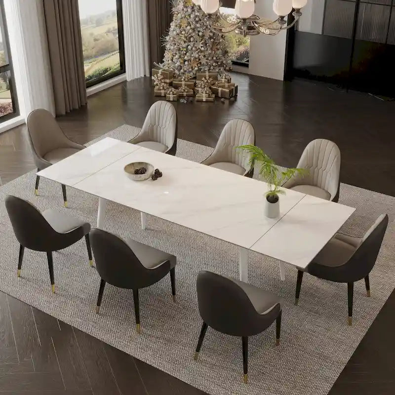9 - Piece Extendable Sintered Stone Dining Table Dining Set for 8 Person