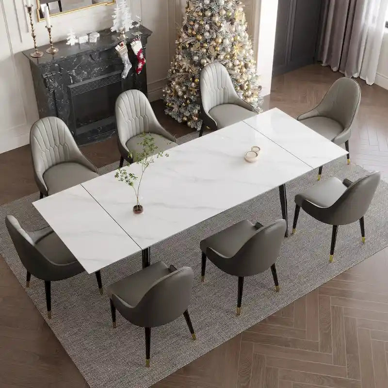 9 - Piece Extendable Sintered Stone Dining Table Dining Set for 8 Person