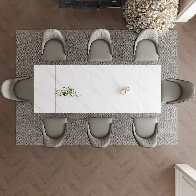 9 - Piece Extendable Sintered Stone Dining Table Dining Set for 8 Person