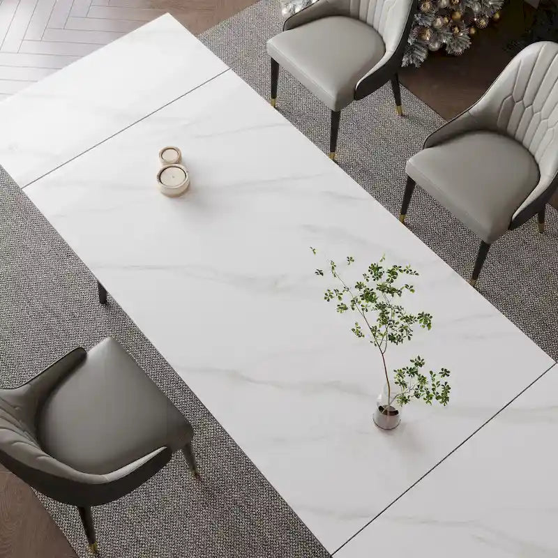 9 - Piece Extendable Sintered Stone Dining Table Dining Set for 8 Person