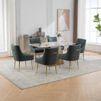 SEYNAR Modern Glam PU Leather Dining Chair or Vanity Chair Set of 6 with Rear Handle