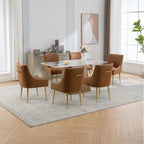 SEYNAR Modern Glam PU Leather Dining Chair or Vanity Chair Set of 6 with Rear Handle