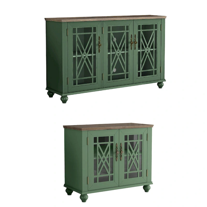 2-Piece Floral Storage Buffet Sideboard Set - 55 & 38 in Width - 55 & 38 in Width