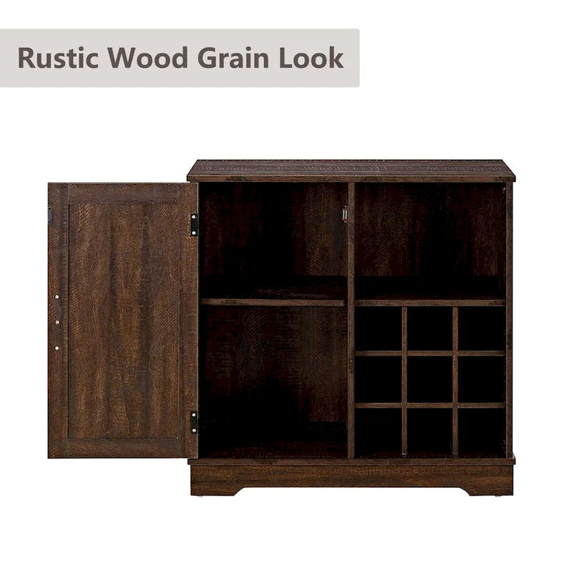 Barn Door Buffet Bar Cabinet with Wine Rack Sideboard Cabinet