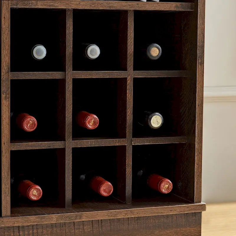 Barn Door Buffet Bar Cabinet with Wine Rack Sideboard Cabinet