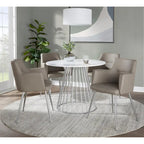 Silver Orchid Canary Pugo Round Dining Table with Pedestal Base