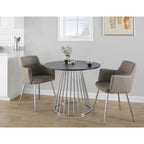 Silver Orchid Canary Pugo Round Dining Table with Pedestal Base