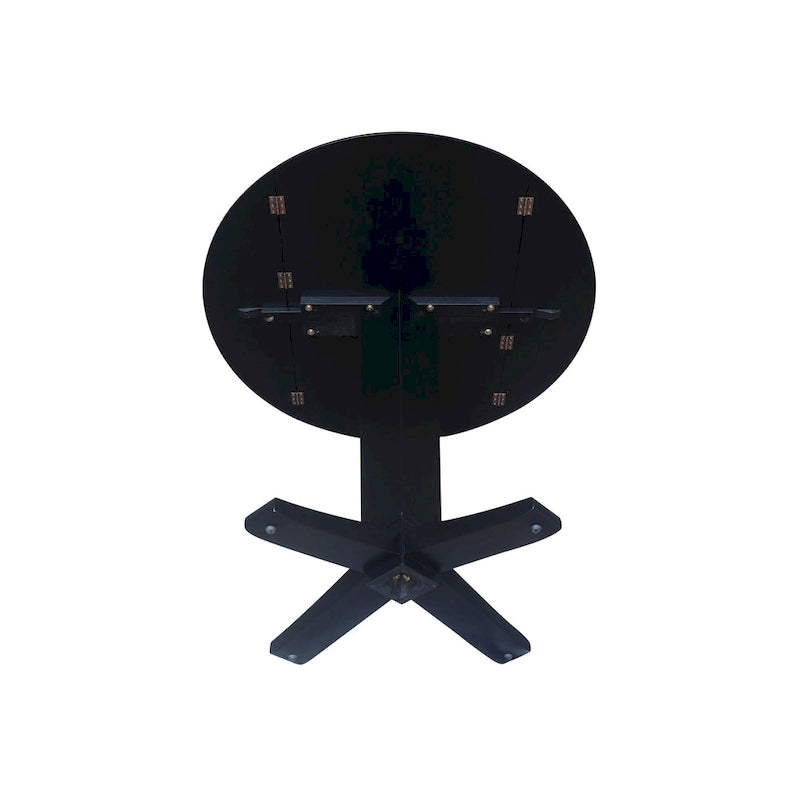 42 in Solid Wood Round Dual Drop Leaf Pedestal Counter Height Dining Table