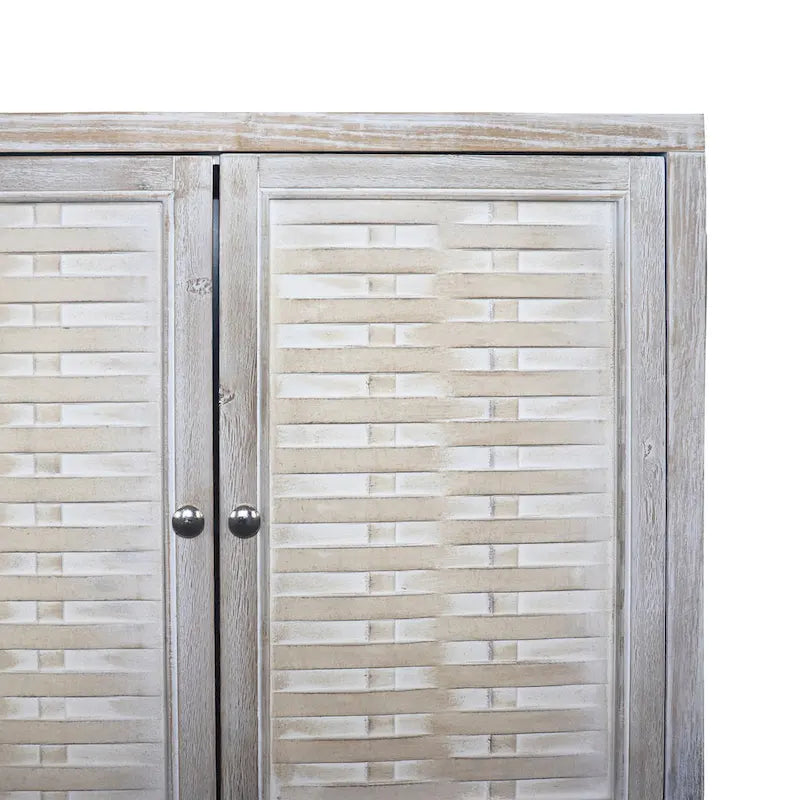 60-in Farmhouse Natural Wood Wash 4 Door Wooden Sideboard Buffet Server Accent Storage Cabinet