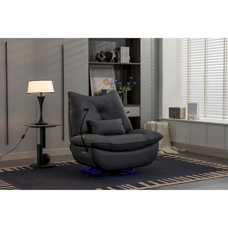 270 Swivel Glider Recliner Chair, Power Recliner Rocking Chair, USB Port Charge for Nursery Chair with Atmosphere Lamp