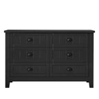 Farmhouse Black Solid Wood Entryway Storage Cabinet with Six Drawers