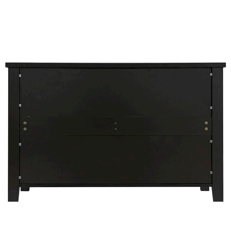 Farmhouse Black Solid Wood Entryway Storage Cabinet with Six Drawers
