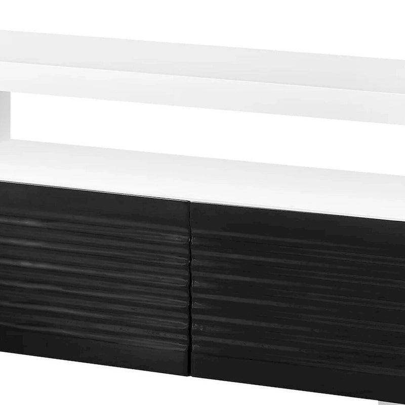 Ida 75 Inch TV Entertainment Center Console, 2 Drawers, High Gloss White