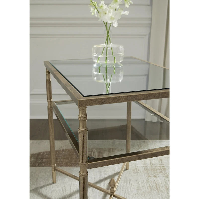 Signature Design by Ashley Cloverty Gold End Table - 25.75 W x 18 D x 26 H