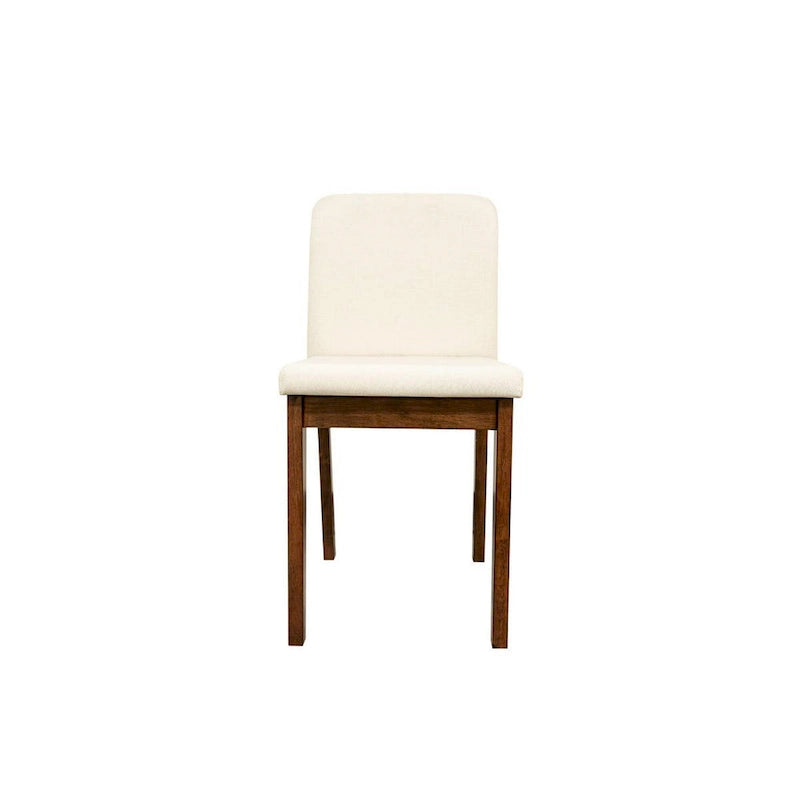 Zory 5pc Dining Table Set, 4 Padded Chairs, Beige Burlap, Brown Wood