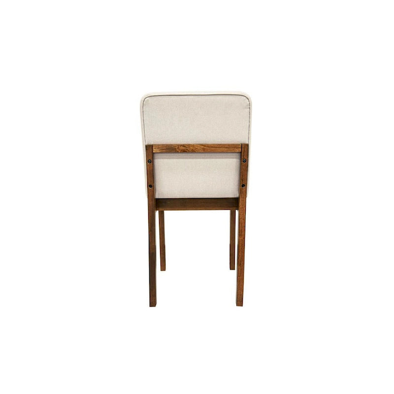 Zory 5pc Dining Table Set, 4 Padded Chairs, Beige Burlap, Brown Wood