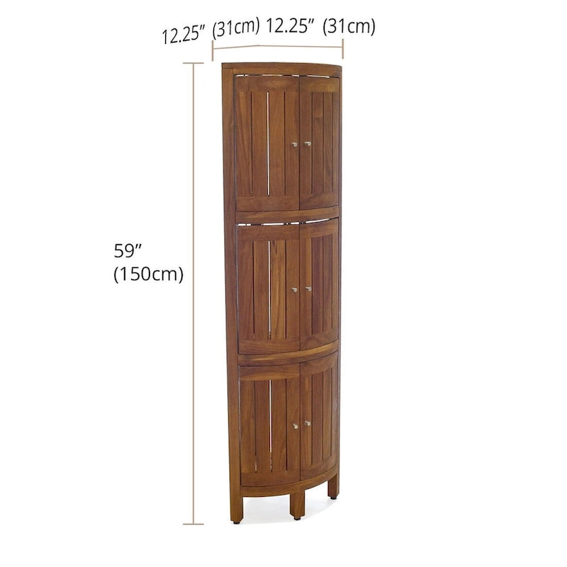The Original Kai Three-Tier Corner Teak Bath Shelf