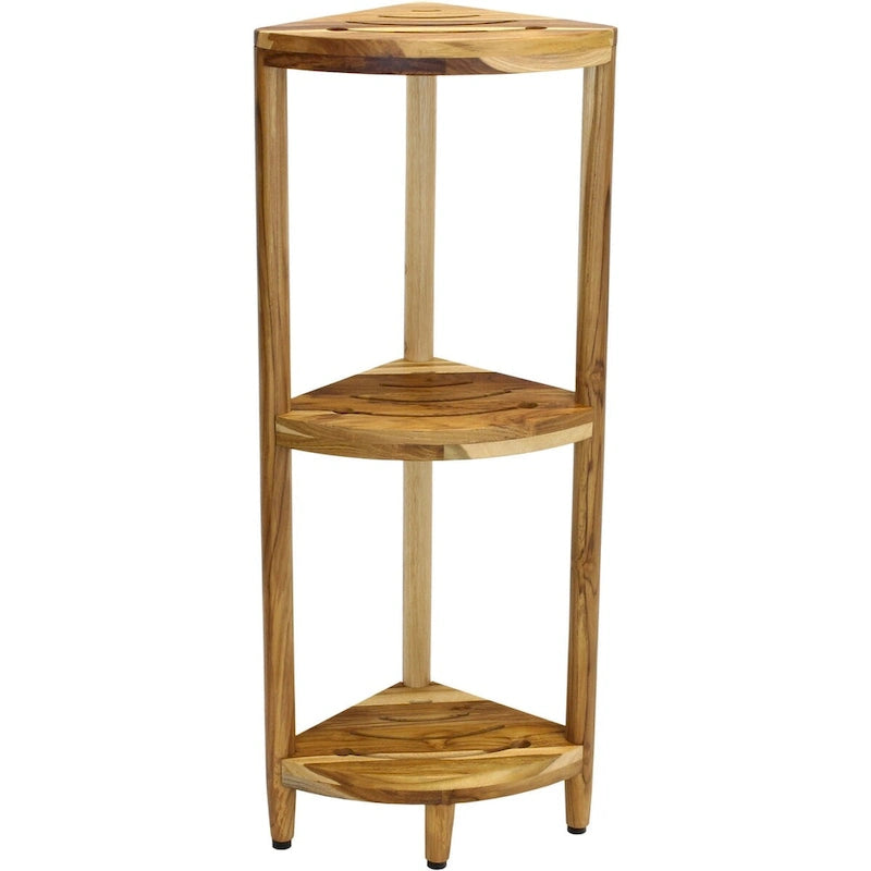 The Original Kai Three-Tier Corner Teak Bath Shelf