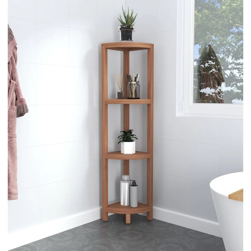 The Original Kai Three-Tier Corner Teak Bath Shelf