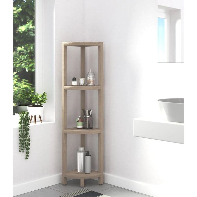 The Original Kai Three-Tier Corner Teak Bath Shelf