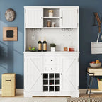 Bar Kitchen Cabinet with Storage,Farmhouse Wine Cabinet with Drawers Shelves and Cabinets,Buffet Cabinet Wine & Glass Racks